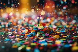 Vibrant Confetti and Bokeh Background for Carnival Celebrations photo