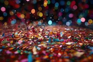 Vibrant Carnival Confetti on Bokeh Background photo