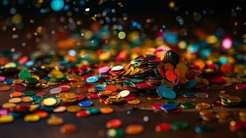 Vibrant Carnival Confetti on Bokeh Background photo