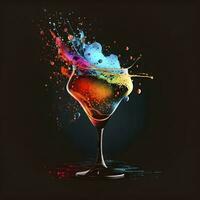 Vibrant Cocktail with Splashes on Dark Background photo