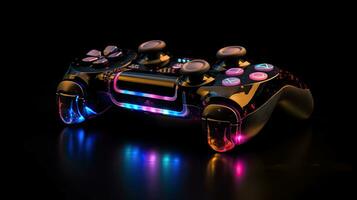 Vibrant Video Game Controller on Dark Background photo