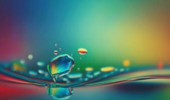 Ethereal Water Droplet Splash in Vibrant Colors for Creative Backgrounds photo