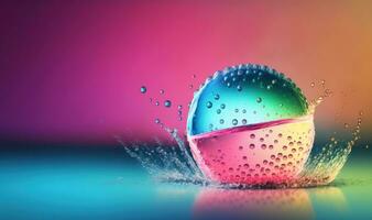 Ethereal Water Droplet Splash in Vibrant Colors for Creative Backgrounds photo