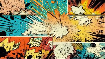 Dynamic Comic Book Action Layout with Powerful FX Illustration photo