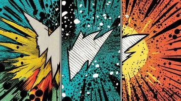 Dynamic Comic Book Layout with Explosive Power Effects photo