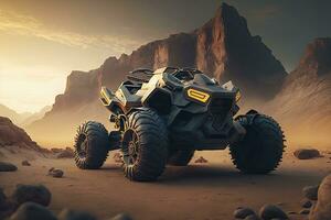 Exploring the Future Electric ATV Quad in Mountain Terrain photo