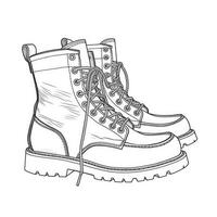 Single Continuous Line Drawing of Safety Hiking Boots photo