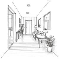 Minimalist OneLine Drawing of Interior Illustration for Victors House photo