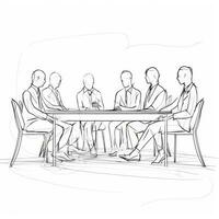 Business Meeting in Conference Room Continuous One Line Drawing photo