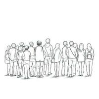 One Line Silhouette of a Crowd of People from Behind photo