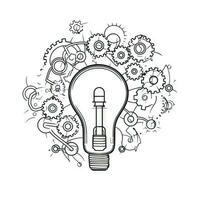 Innovative Light Bulb and Gears Icon Illustration photo