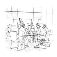 Business Meeting in Conference Room Continuous Line Drawing photo