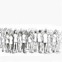 One Line Art of a Crowd of People from Behind photo