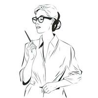 Creative Businesswoman Holding a Large Pencil  Illustration Concept photo