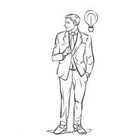 Idea Generation Businessman Holding Lightbulb Sketch photo