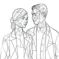 Minimalistic Trendy Line Art Drawing of a Couple Holding Hands photo