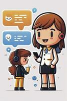 Intelligent Assistant Character in Chatbot Messenger Illustration photo