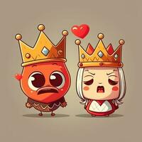 Funny Cartoon Drawing of a Crowned King and Queen for Valentines Day photo