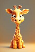 Adorable 3D Cartoon Giraffe Character photo