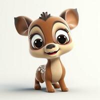 Adorable Baby Deer with Big Eyes in Pixar Style Perfect for Childrens Book Illustrations photo