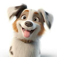 Adorable Australian Shepherd with a Big Smile in Pixar Style photo