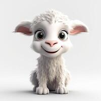 Happy Baby Goat with Adorable Smile in Pixar Style photo