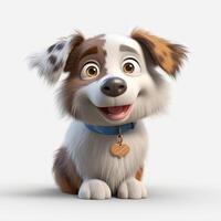 Adorable Australian Shepherd with a Big Smile in Pixar Style photo