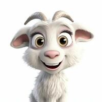 Happy Baby Goat with Adorable Smile in Pixar Style photo