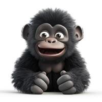 Adorable Baby Gorilla with a PixarStyle Smile and Big Eyes photo