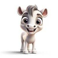 adorable bebé caballo con un estilo pixar sonrisa y grande ojos foto