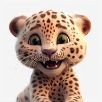 Adorable Baby Jaguar with a PixarStyle Smile and Big Eyes photo