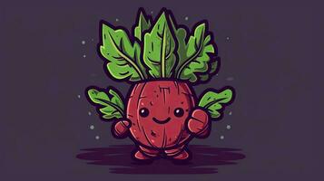 Adorable Cartoon Beet Character with a Happy Smile photo