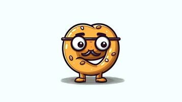 Adorable Cartoon Pretzel Character Holding a Sign for Snack Advertising photo