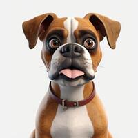 Happy Boxer Dog with Adorable Smile in Pixar Style photo