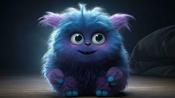 Adorable Furry Monster with Playful Expression photo