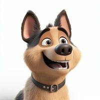 Happy German Shepherd with Adorable Smile in Pixar Style photo