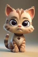 Adorable 3D Cartoon Kitten photo