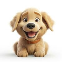 Happy Golden Retriever with Adorable Smile in Pixar Style photo