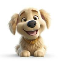 Happy Golden Retriever with Adorable Smile in Pixar Style photo