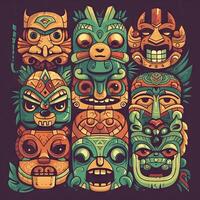 Authentic Mayan Masks and Indian Totems A Colorful Tribute to Mythology photo