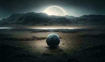 Ethereal Landscape with Soft Light Sphere for Dreamy Designs photo