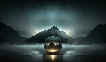 Ethereal Landscape with Soft Light Sphere for Dreamy Designs photo