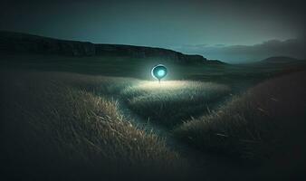 Ethereal Landscape with Soft Light Sphere for Dreamy Designs photo