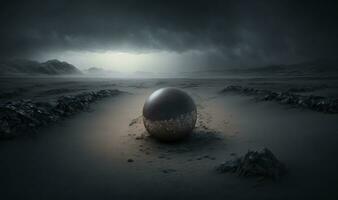 Ethereal Landscape with Soft Light Sphere for Dreamy Designs photo