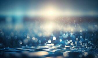 Tranquil Blue Water Surface Texture with Bubbles and Splashes photo