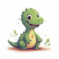 Minimalist Dinosaur Baby Character Illustration with a Cute and Happy Face photo