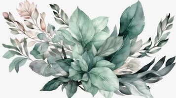 Delicate Watercolor Greenery Arrangement with CutOut Branches and Leaves photo