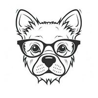 canino elegante un perro con pestañas y los anteojos en un mínimo gráfico estilo foto
