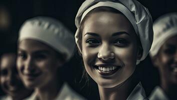 Diverse Nurses Smiling in Captivating Chiaroscuro CloseUp photo