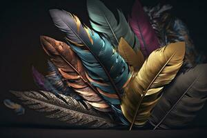 Feathers with Tertiary Colour Tones A Vibrant and Unique Artistic Creation photo